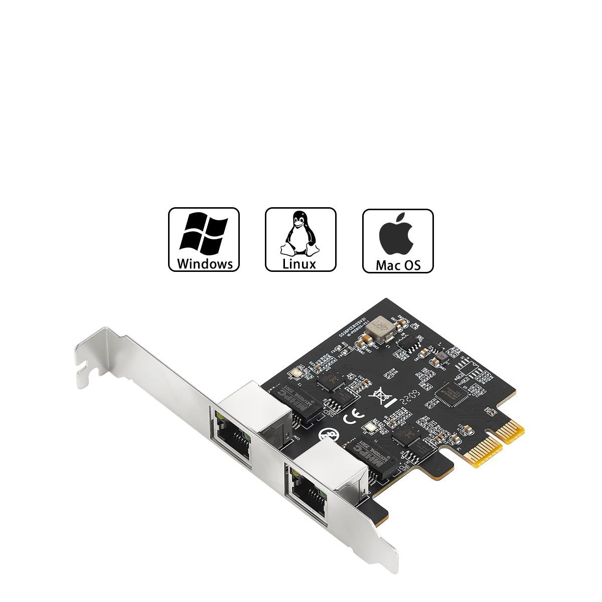 PCIe 2.5G dual port ethernet network card with two RJ45 ports