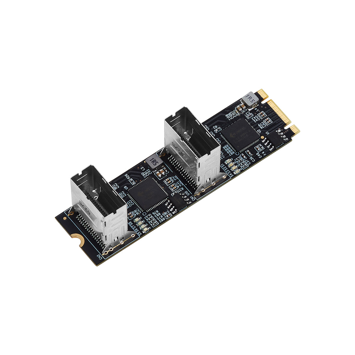 M.2 PCIe 3.0 to 8-port SATA 6Gbps adapter card with multiple SATA connectors
