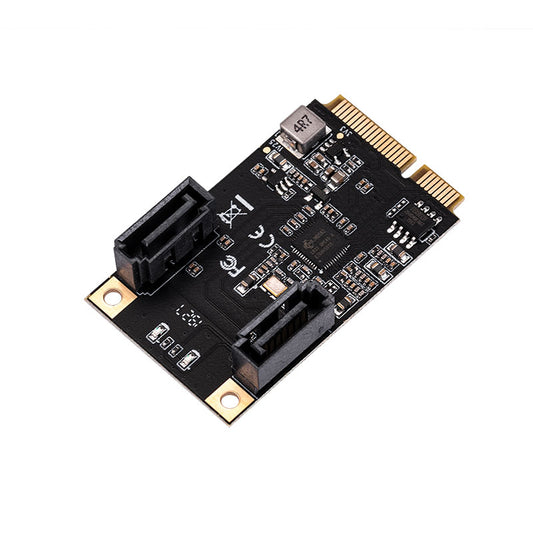 Mini PCI-E to 2-Port SATA 6Gbps expansion card with dual SATA connectors