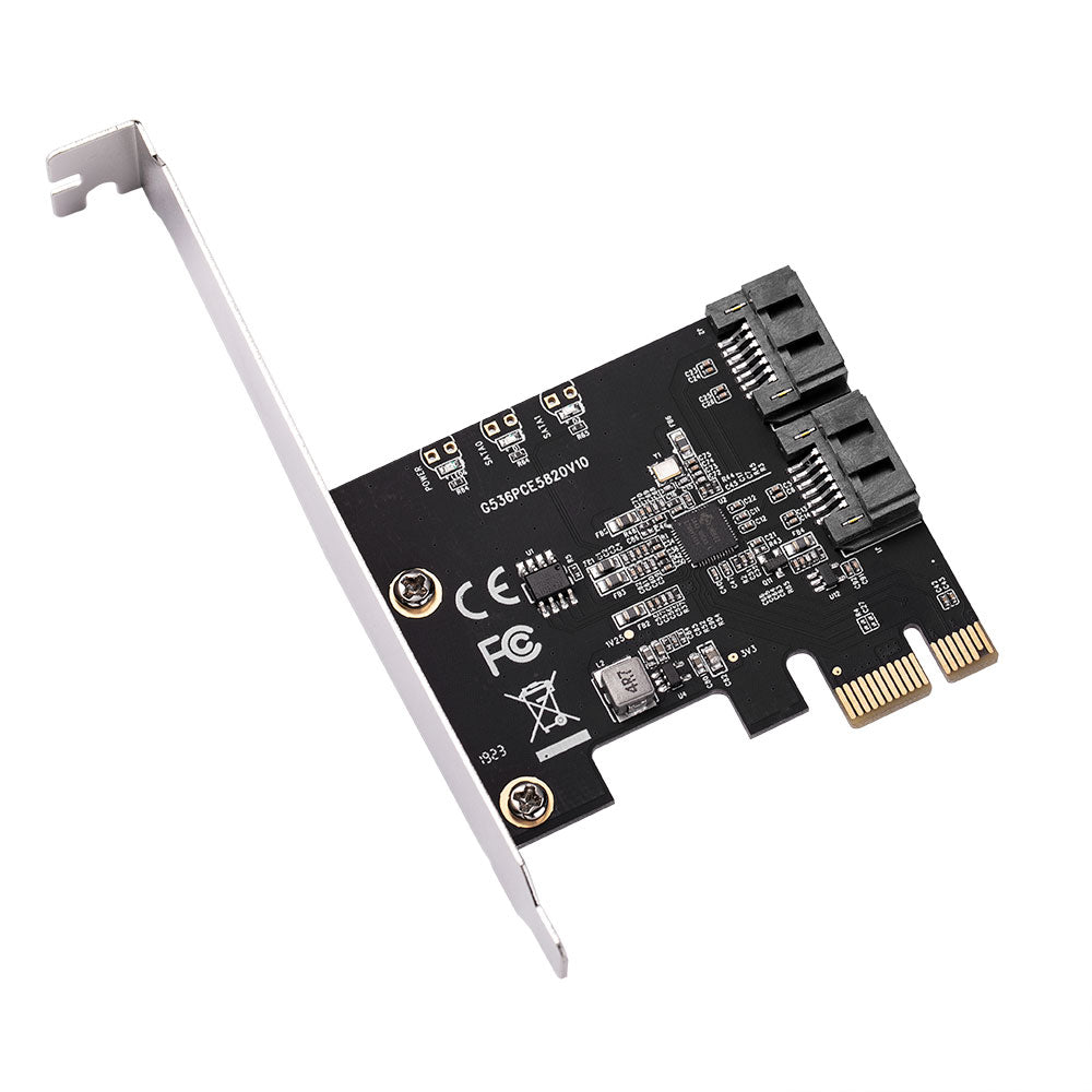 PCIe3.0 to 2 port SATA 6Gb/s expansion card front view