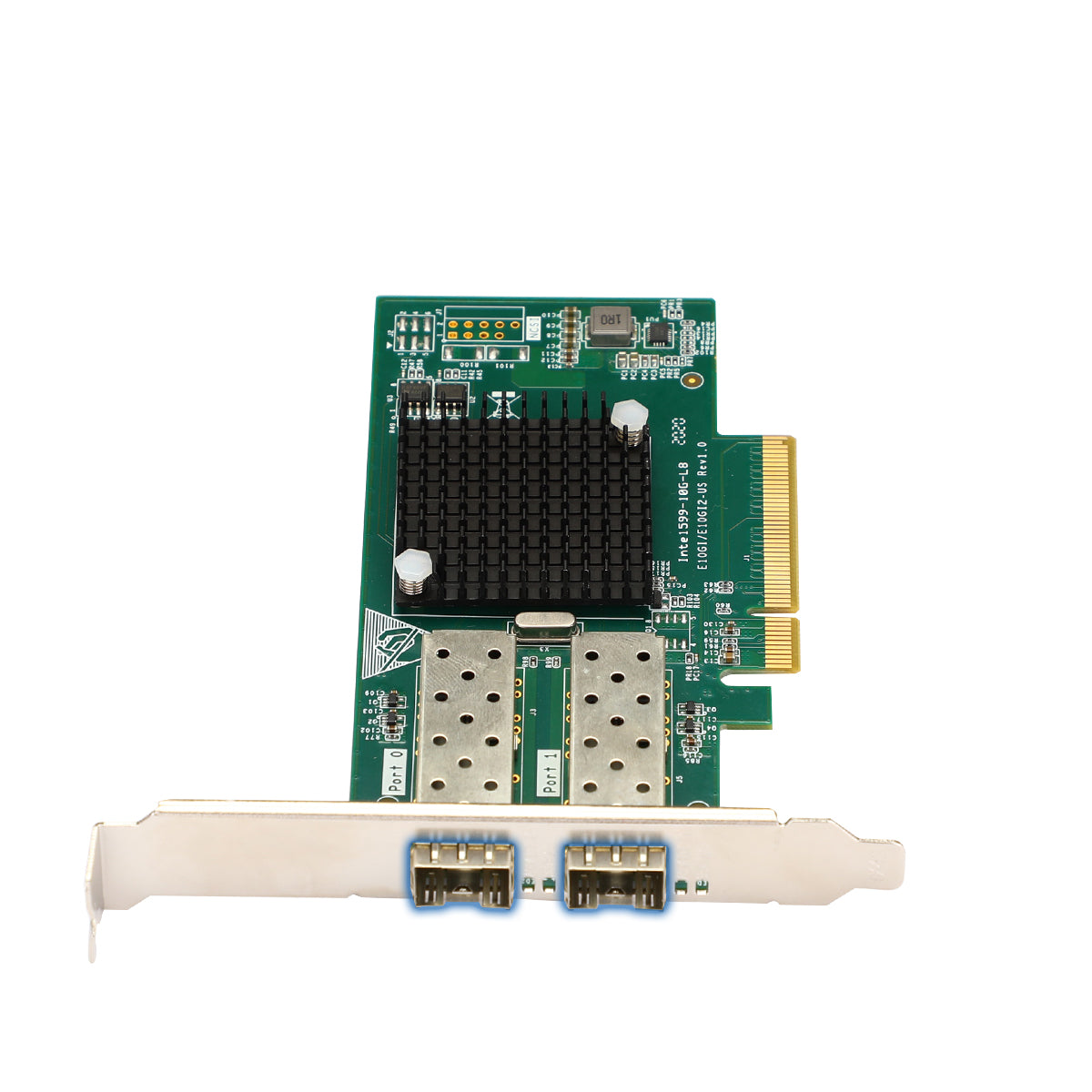 Dual SFP+ fiber optic ports for 10G Ethernet connectivity
