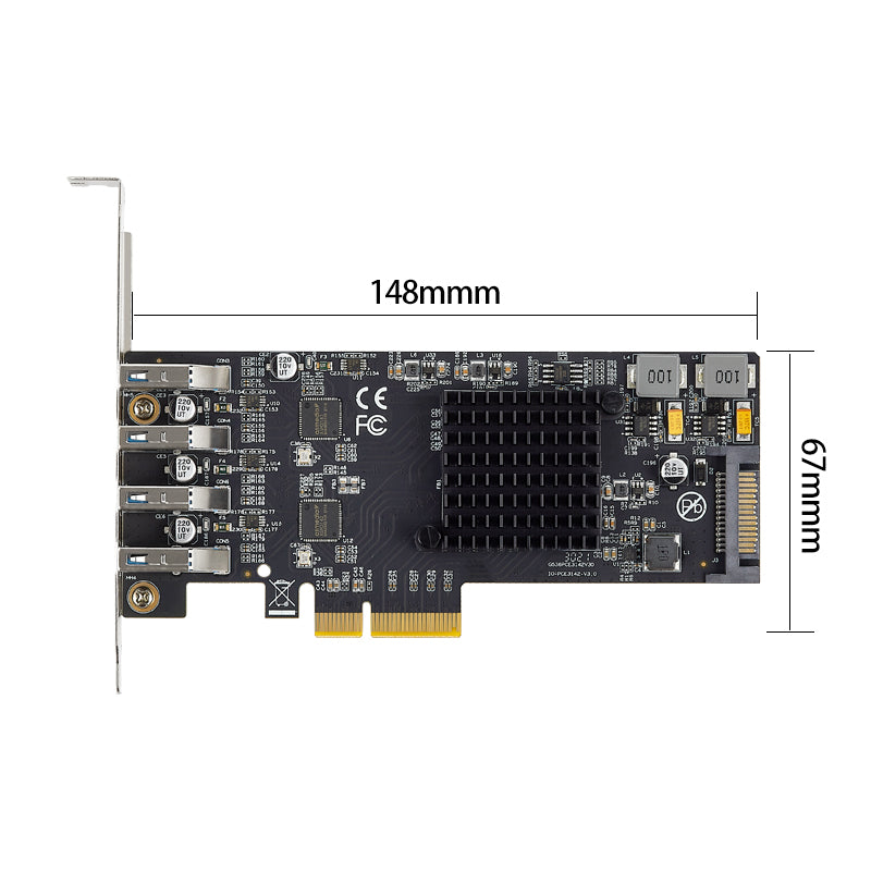 PCIe USB 3.2 Gen2 expansion card with 4 Type-A ports