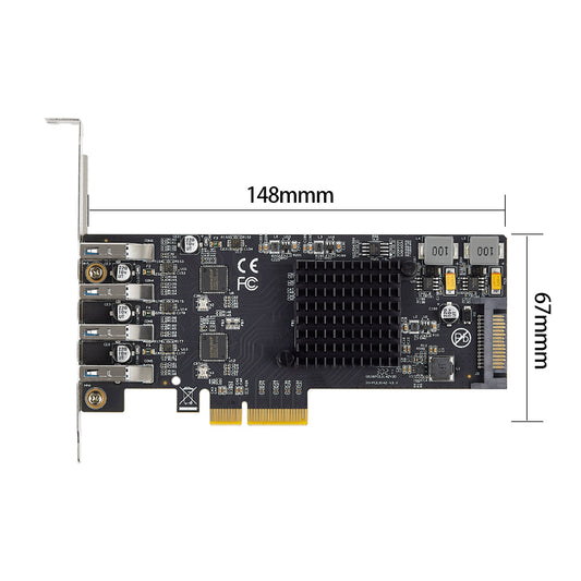 PCIe USB 3.2 Gen2 expansion card with 4 Type-A ports