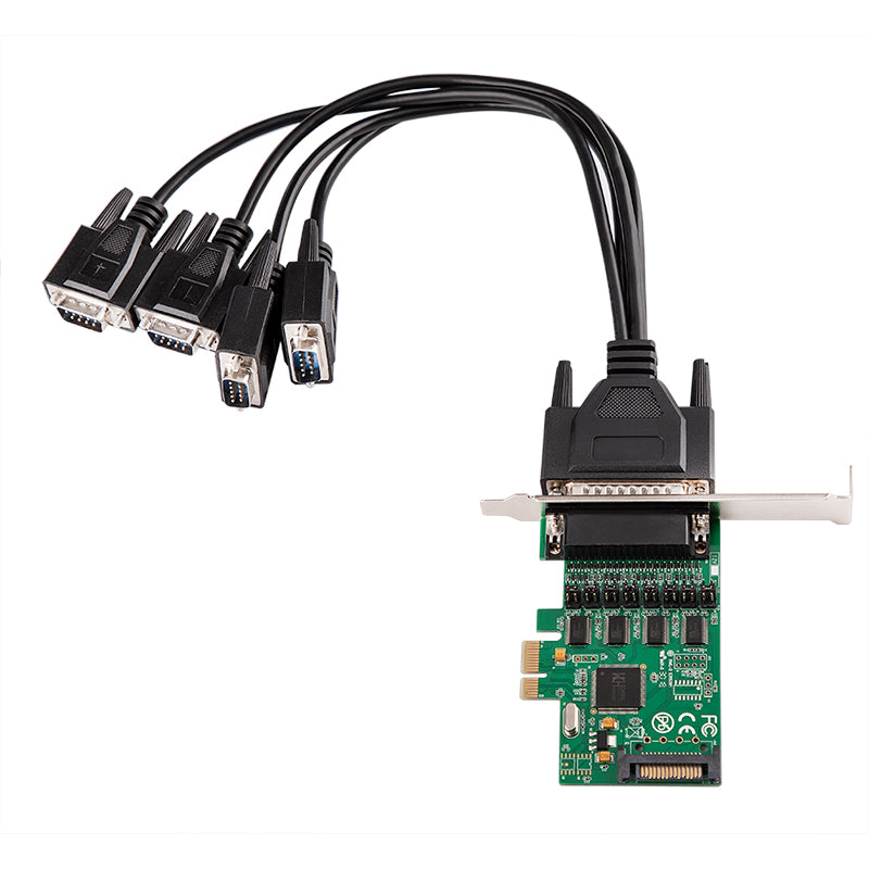 RS-232 fan-out cable with 4 serial port connectors for multi-device connectivity