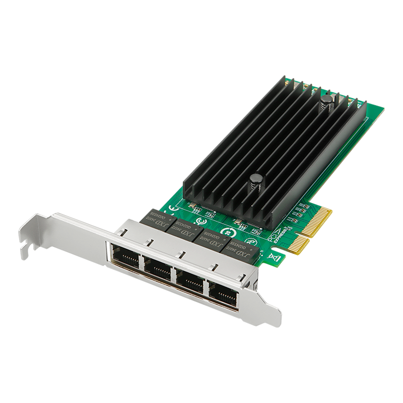 Lekuo 4-port PCIe 2.5G network card with Intel I226 chipset showing front view with ethernet ports