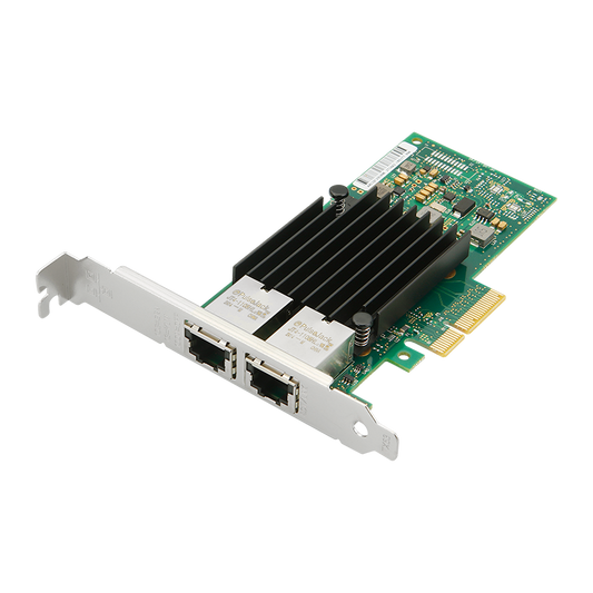 X550-T2 10GbE dual port network card with Intel X550 chip showing front panel with RJ45 ports