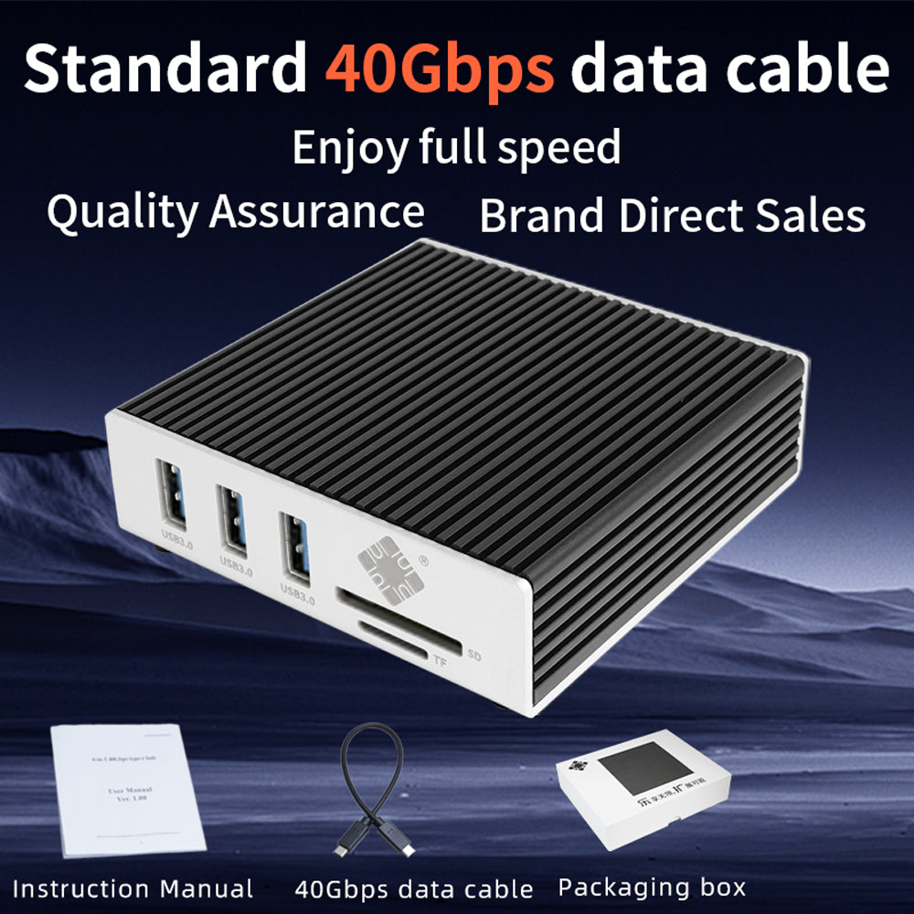 Lekuo 6-in-1 USB4 Hub | 10G Ethernet, 3 USB Ports, SD/TF Card Reader