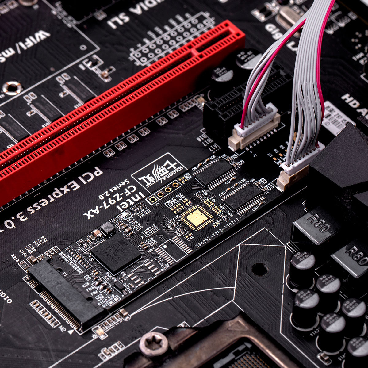 M.2 serial controller card installation in computer slot