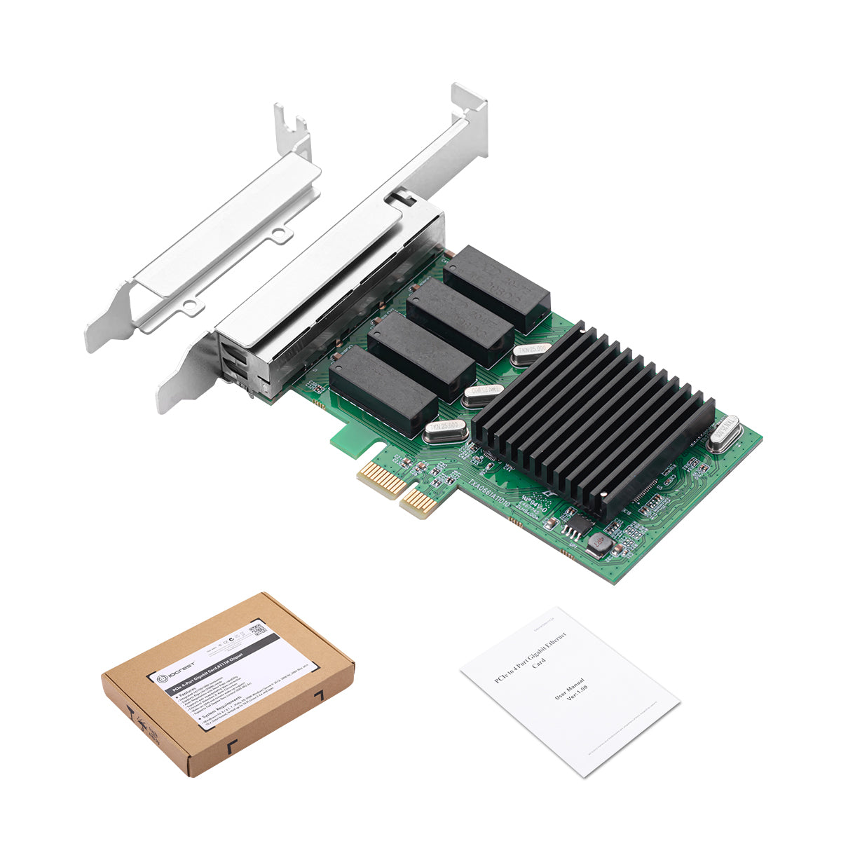 Lekuo 4-port gigabit network card retail packaging