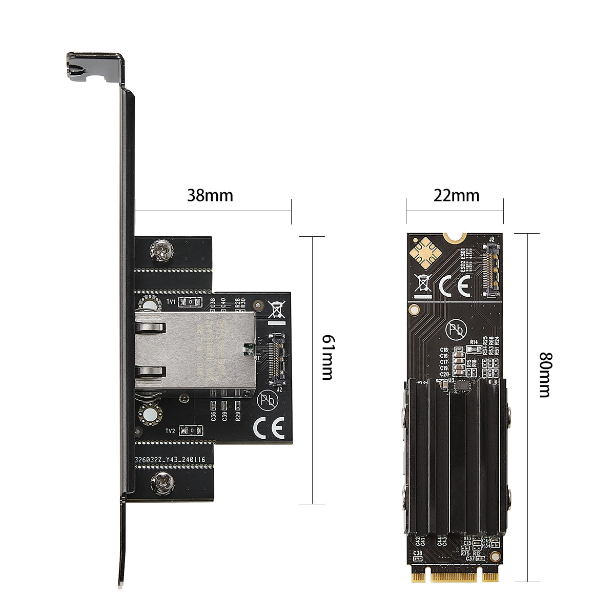 RJ45 Ethernet port and M.2 connector detail view