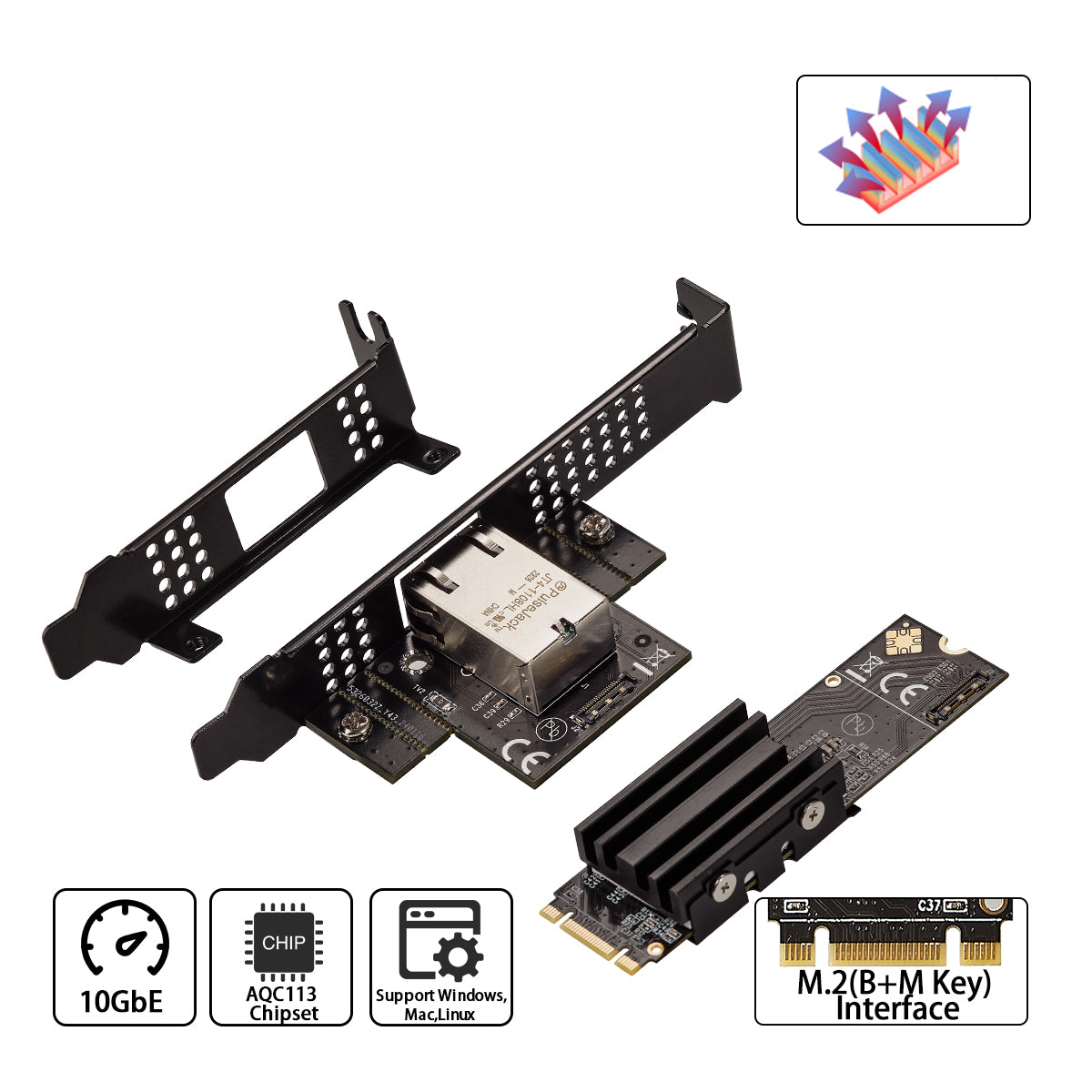 Compact M.2 2280 network card size comparison