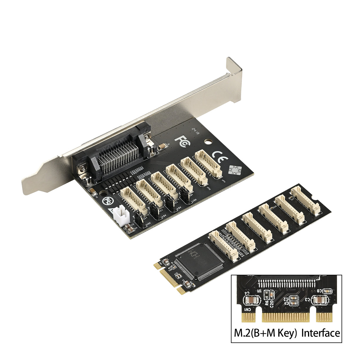 M.2 serial card installation diagram showing motherboard slot compatibility