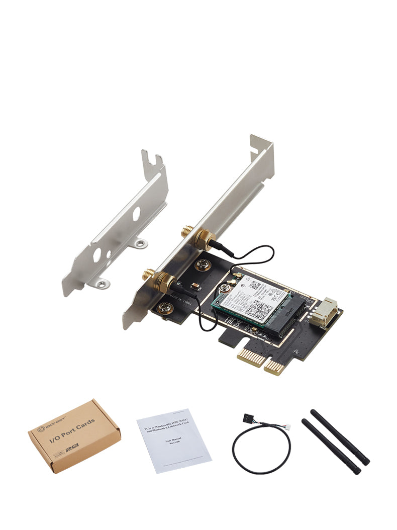 Lekuo WiFi 7 PCIe network card retail packaging box showing product specifications