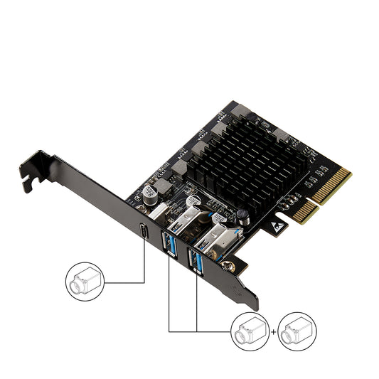 PCI Express x4 to 3 Ports USB3.2 Gen2 Card