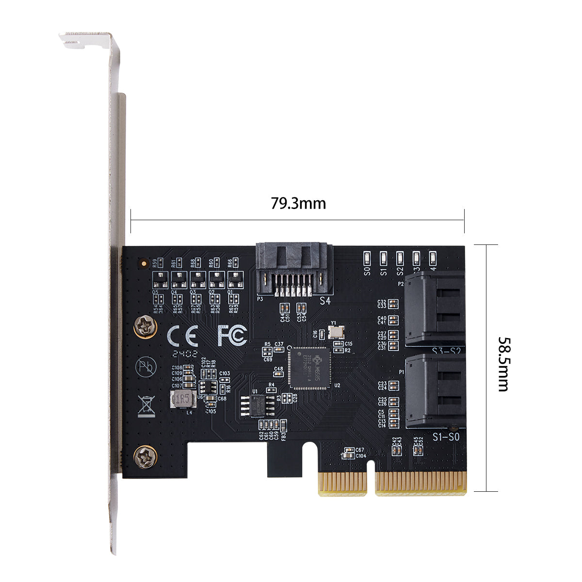 PCIe 3.0 to 5-port SATA 6Gb/s expansion card with multiple SATA connectors