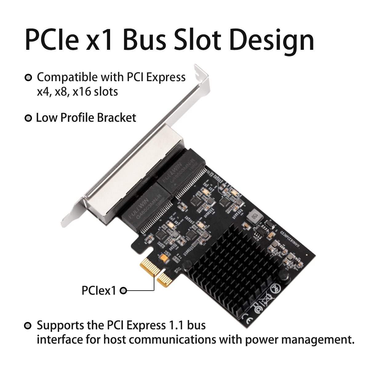 CIe Ethernet card technical specifications and dimensions