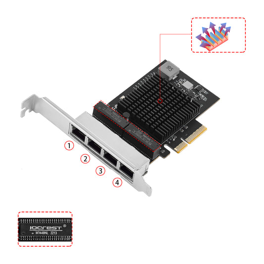 PCIe 4-port Gigabit Ethernet network card by Lekuo