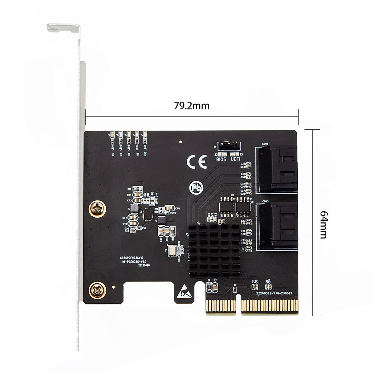 PCIe 2.0 SATA RAID card IO-PCE9236-4IR with 4 ports for storage expansion