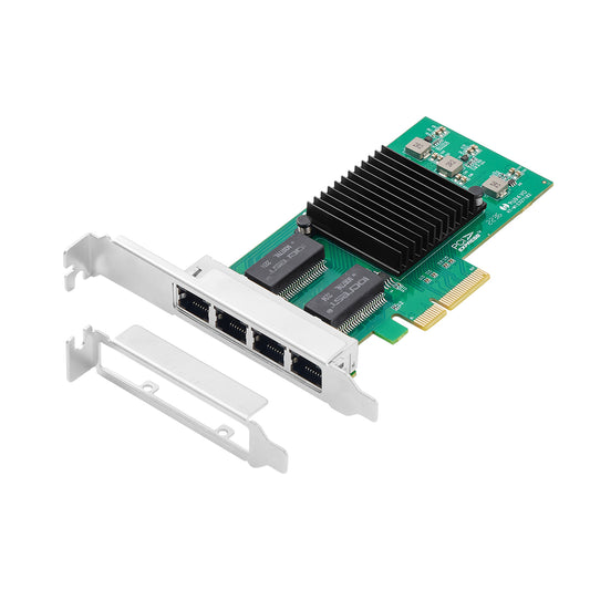 PCIe x4 4-port Gigabit Ethernet network card with quad RJ45 ports