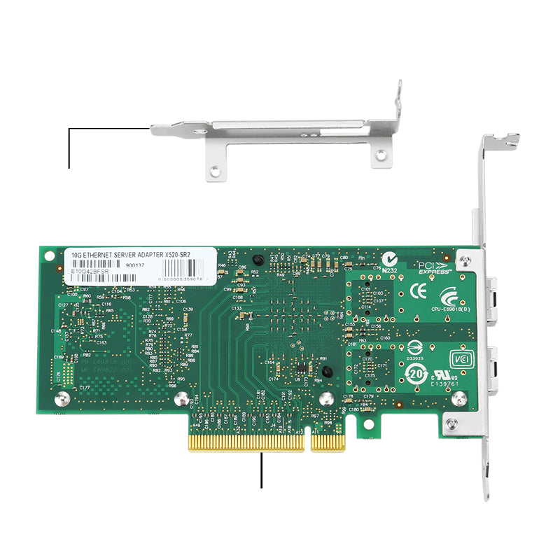 Low-profile bracket and documentation included with network adapter