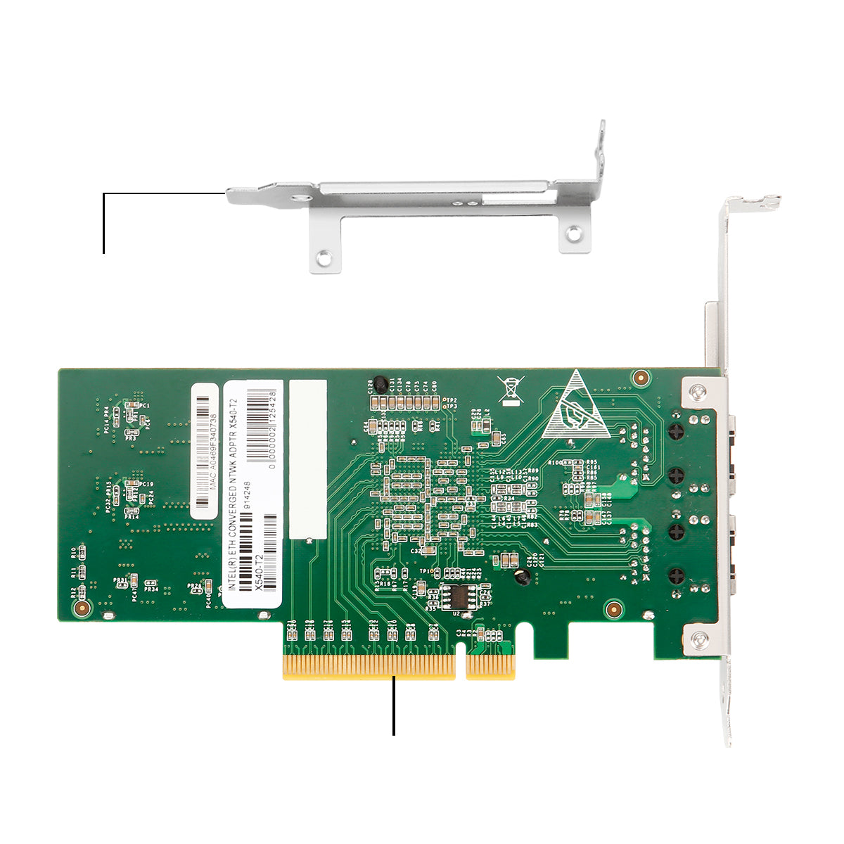 PCle3.0 x8 to 2 Port RJ45 10G Ethernet Network Card Intel x540