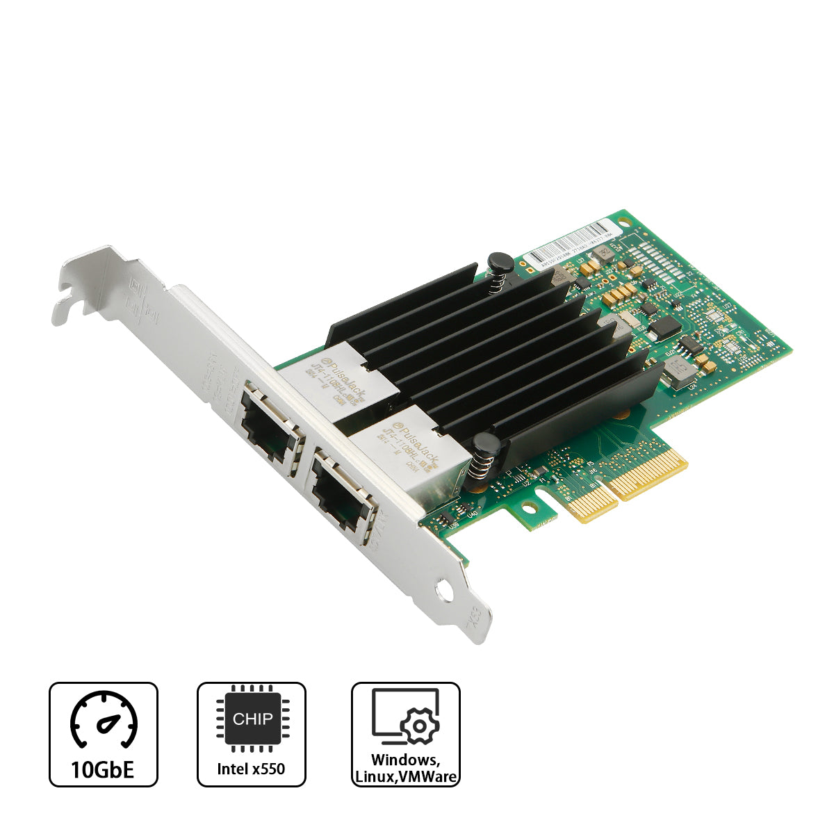 X550-T2 10GbE Dual Port PCIe X4 Server Network Card with Intel X550 CHIP 4 RJ45 10G NIC 10 Gigabit Ethernet Adapter for PC