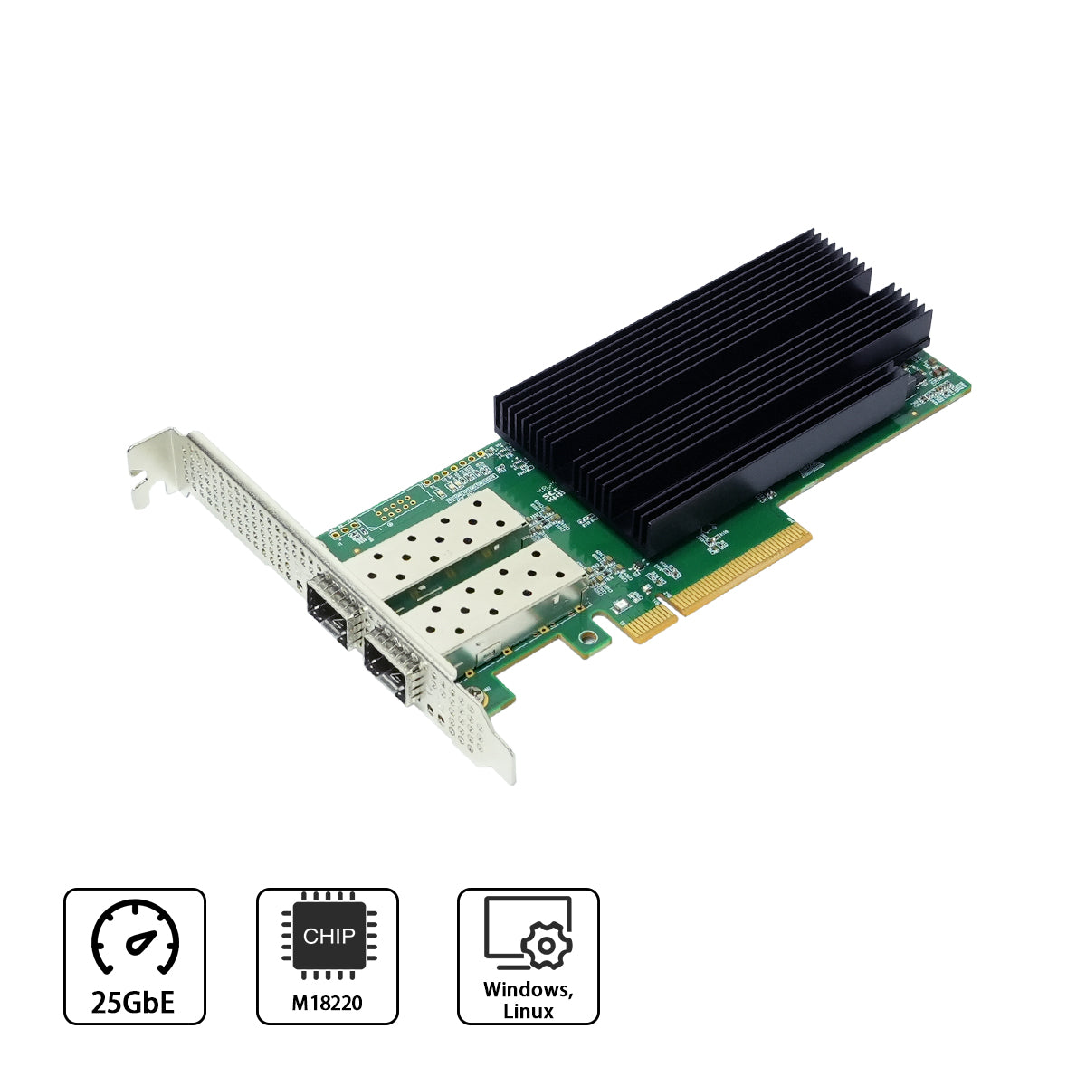 PCle x8 to 2 Port 25G SFP28 Ethernet Network Adapter,PM82F22