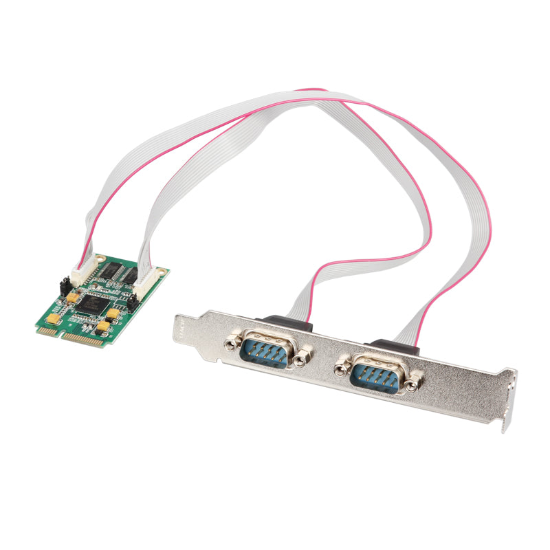 Mini PCIe serial port card with dual RS-232 connectors