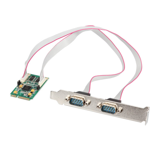 Mini PCIe serial port card with dual RS-232 connectors