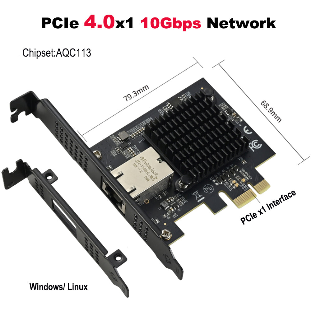 IO-PCE1131-GLAN Network Card Side View - PCIe x1 Interface and Heat Dissipation Design