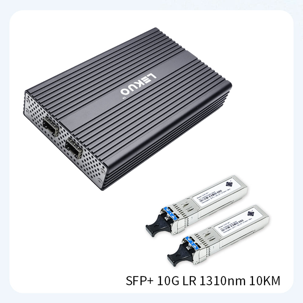 Lekuo USB4 to Dual-Port SFP+ Network Adapter – 10G, USB4 & Thunderbolt Compatible for Laptop & NAS