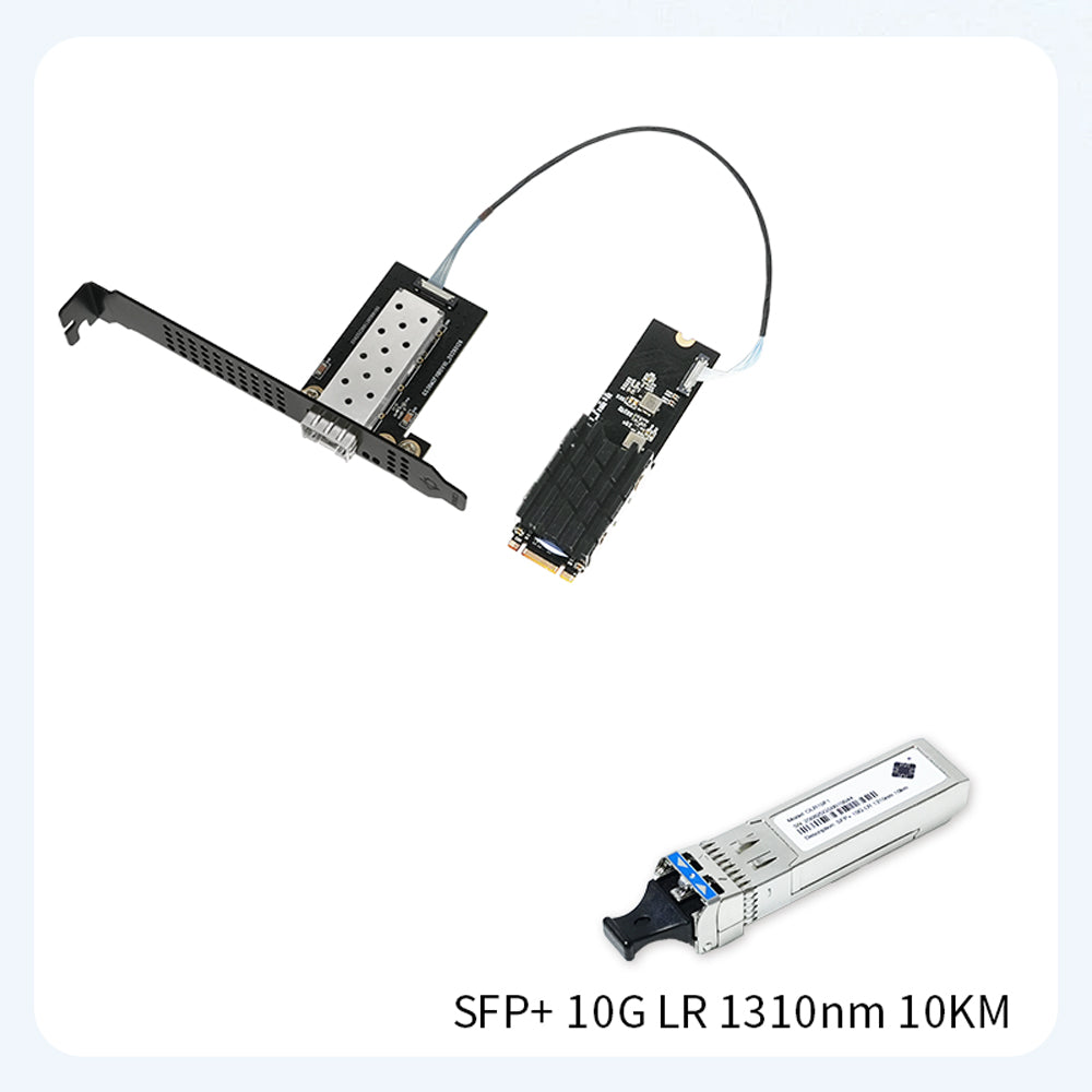 Lekuo M.2 B+M Key to 10GbE SFP+ Network Card, Realtek RTL8127ATF PCIe 3.0 x2, 1.79W Low Power for NAS, Server & Desktop