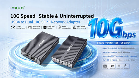 Lekuo DTB3F22 Review: USB4 to Dual-Port 10G SFP+ Network Adapter for Laptops & NAS