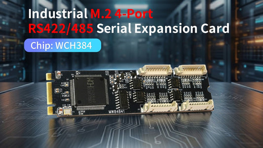 Lekuo MW84Z41 M.2 to 4-Port RS422/485 Serial Card: Compact Industrial Multi-Serial Expansion Solution