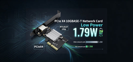 Lekuo PR27R12 PCIe X4 to Single-Port 10GbE Ethernet Adapter: 1.79W Ultra-Low Power Solution for NAS, Workstations & Servers