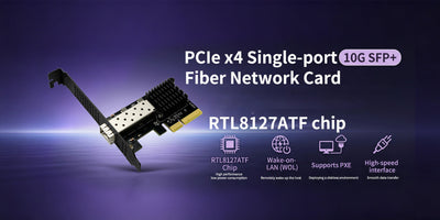 Lekuo PR27F11 PCIe X4 to Single-Port 10G SFP+ Fiber NIC: Ultra-Low Power 10GbE Solution for NAS, Workstations & Servers