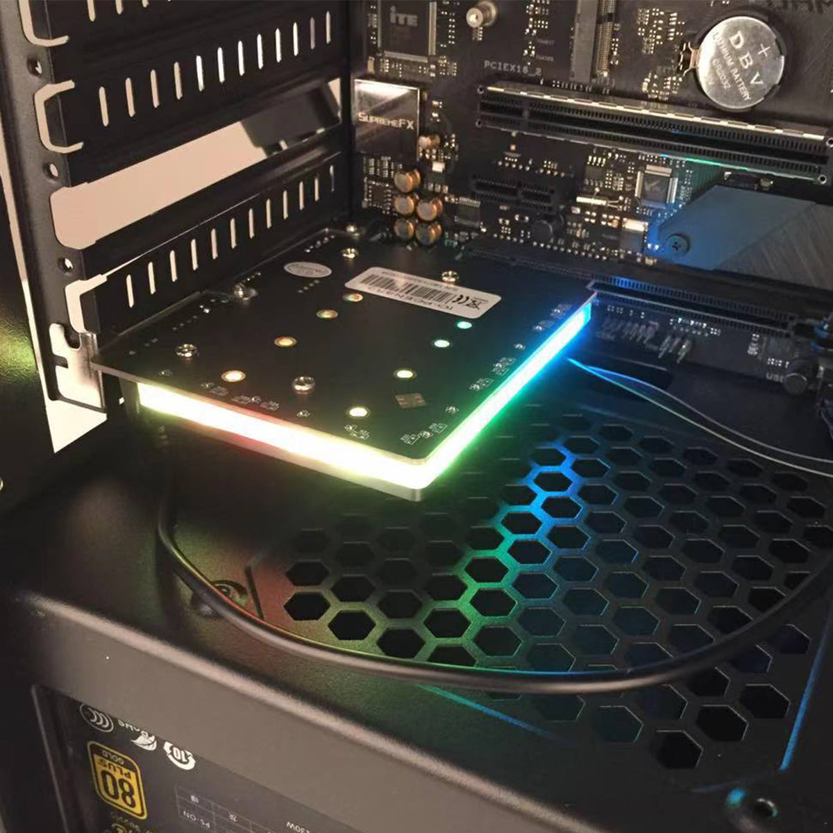 Lekuo RGB PCIe to M.2 NVMe + SATA Expansion card
