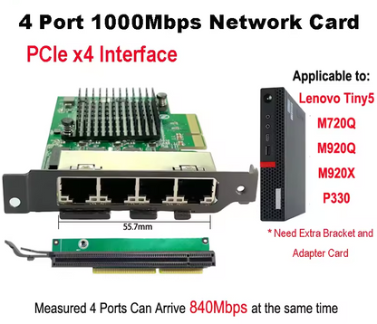 Lekuo 4-Port PCle to 1G Network Card,RTL8111H chip