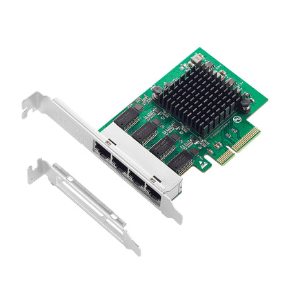 Lekuo 4-port PCIe gigabit network card with RTL8111H chipset showing four ethernet ports