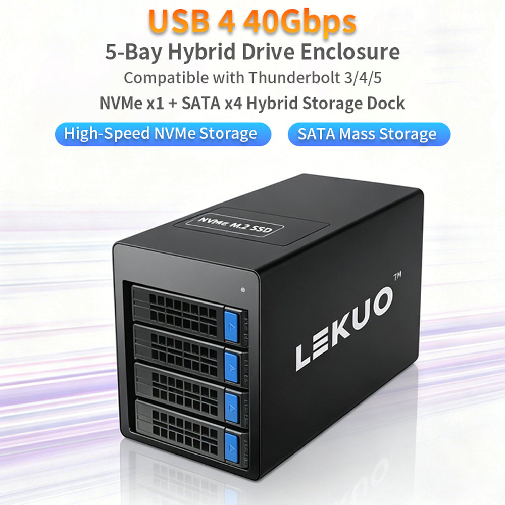 Lekuo USB4 Thunderbolt 3 Hybrid Storage Enclosure front view
