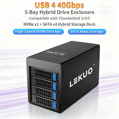 Lekuo USB4 Thunderbolt 3 Hybrid Storage Enclosure front view