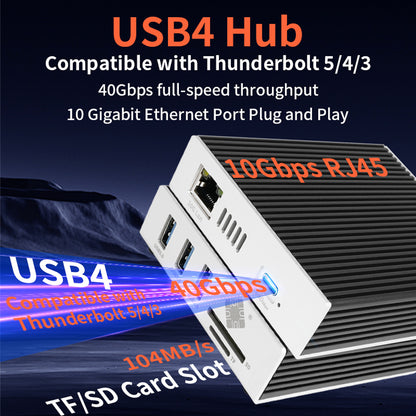 Lekuo 6-in-1 USB4 허브 | 10G 이더넷, USB 포트 3개, SD/TF 카드 리더 