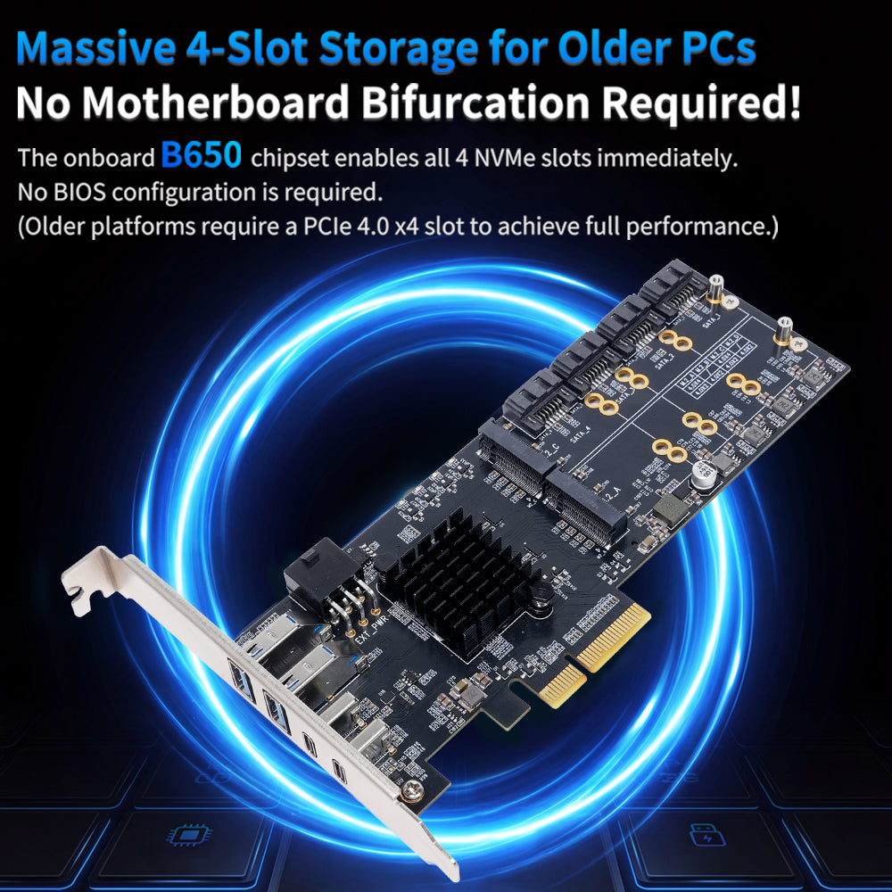 Lekuo PB65MX3 PCIe 4.0 Multi-Function Card Front View