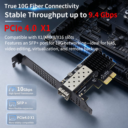 Lekuo PCIe 10G SFP+ Network Card | Realtek RTL8127 | Ultra-Low 1.79W, Fanless