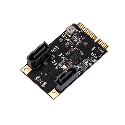 Mini PCI-E to 2-Port SATA 6Gbps expansion card with dual SATA connectors