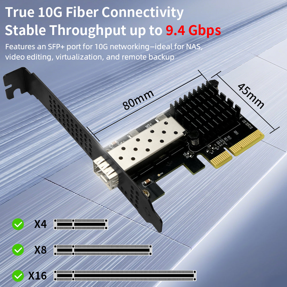Lekuo 10G network card PCB layout - top view showing Realtek RTL8127 controller chip