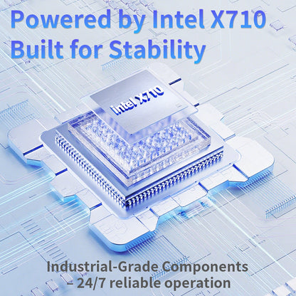 Dual SFP+ ports on Lekuo 10G network adapter supporting fiber and DAC connections