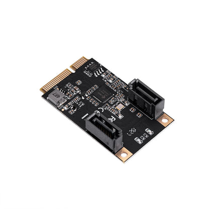 Compact Mini PCI-E SATA card size comparison with standard components