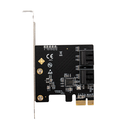 Close-up view of SATA connectors on PCIe storage expansion card