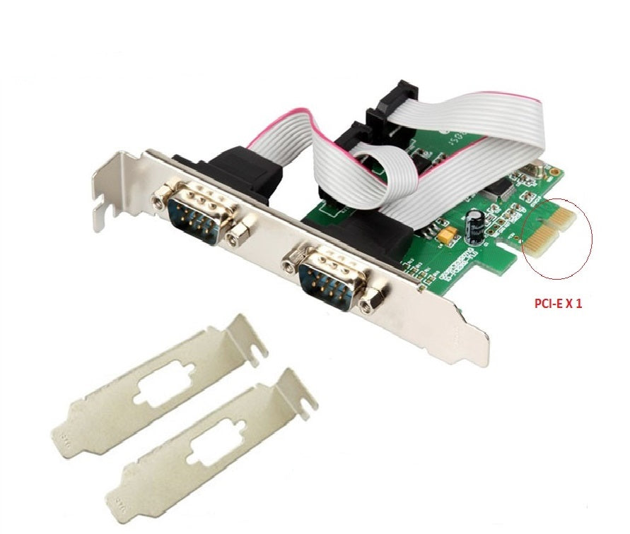 PCIe RS232 serial controller card with 2 DB9 ports by Lekuo